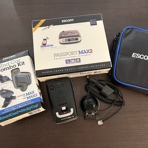 Escort Passport Max 2 Radar Detector + 2nd Car Combo Kit